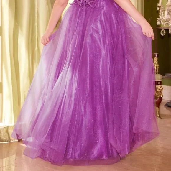NEW FORMAL SLEEVELESS PLUS SIZE A-LINE TULLE GOWN EMBROIDERED W/ SEQUINS CD0217C